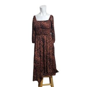 NEW Harlow & Rose Small Dress Maxi Long animal print square neck lined open back